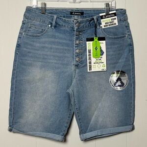 NWT D.Jeans Light Blue Women High Waist Mom Bermuda Button Fly Jean Shorts Sz 14